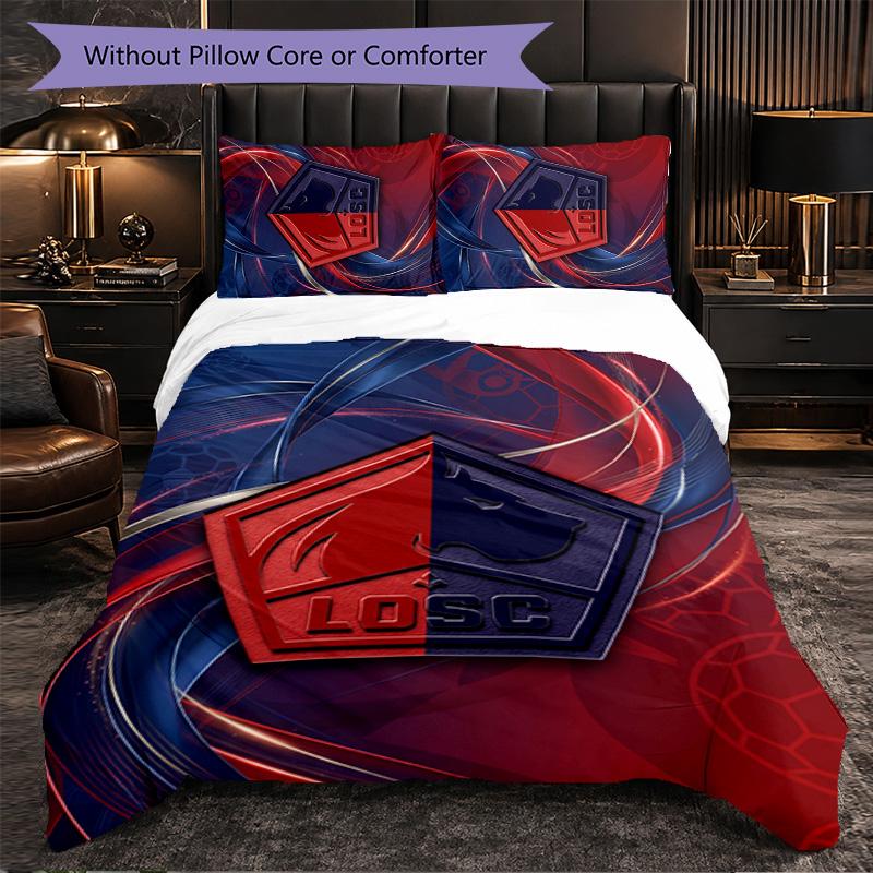 LOSC Lille FC Bettwäsche-Set 3-teilig Bettbezug-Set Dekorative Bettwäsche für Jugendzimmer Heimdekoration