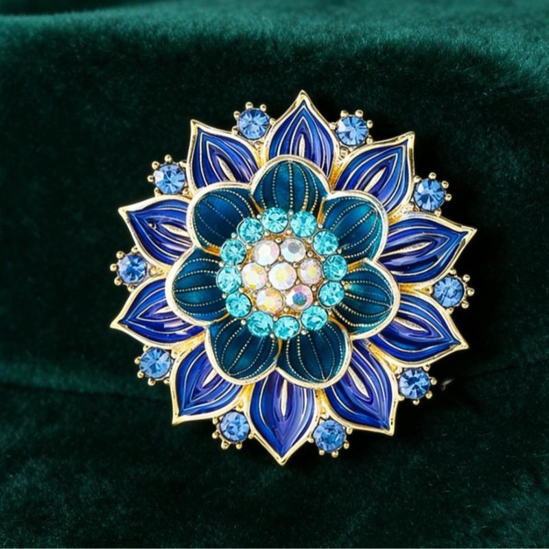 Fashionplant Lotus Gradient Enamel Large Flower Brooches For Women Clothing Coat Jewelry Accessries Gifts