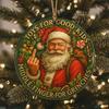 Funny Middle Finger Santa Christmas Ornament Naughty Acrylic Christmas Tree Hanging Ornaments for Window Wall Fireplace Home Tree Decor
