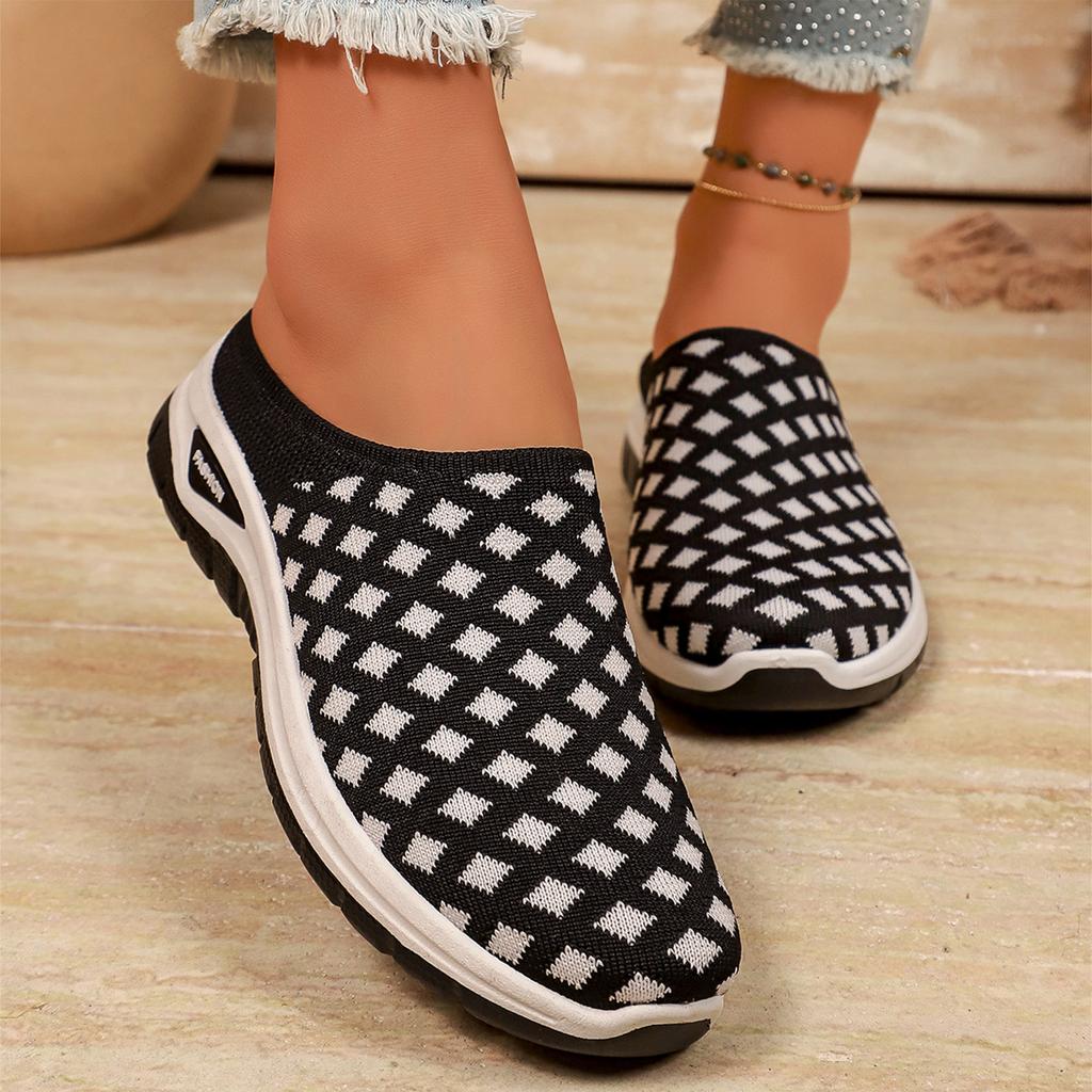 Summer Women Mesh Slip-On Half-Covered Sandals Lightweight Breathable Casual Outdoor Footwear with Soft Sole for Daily Wear