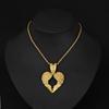 Hip Hop Diamond Heart Wings Pendant Necklace, European and American Cuban Chain Decoration Alloy Heart Shaped Men's Necklace
