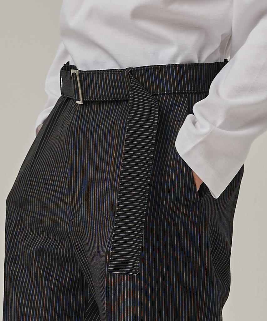 ANALOG MOOD One-Pleat Stripe Slacks (Black)