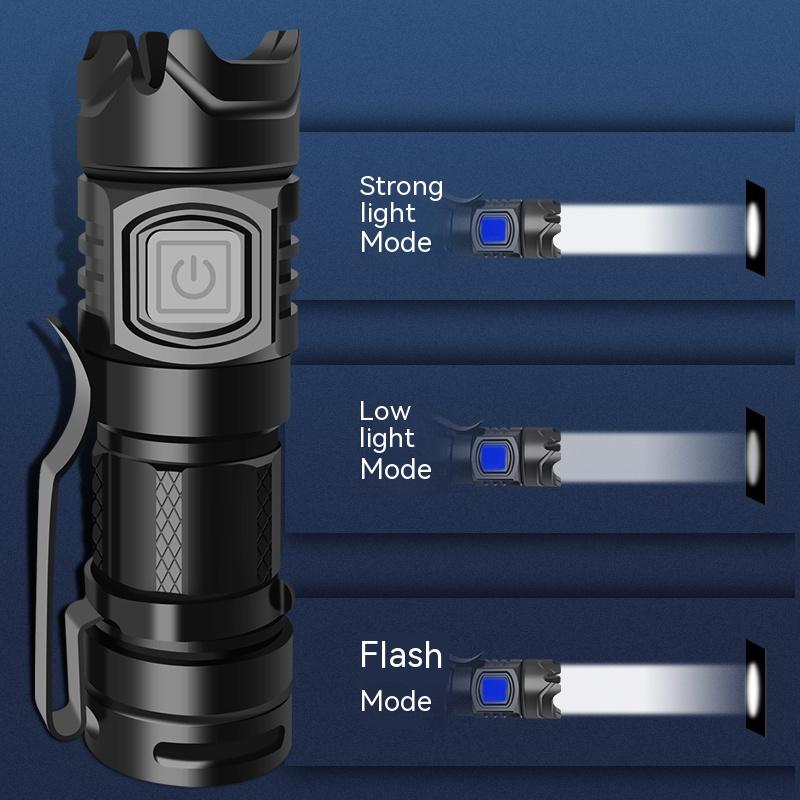 High Quality 20W LED Flashlight USB Charging Fixed Focus Super Bright Torch Waterproof Outdoor Aluminum Alloy Tactical Flashligh