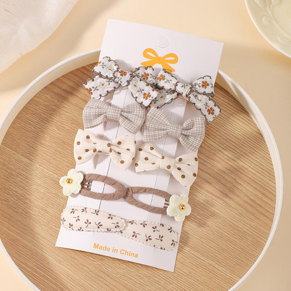 RAINBOW BOWS 10Pcs/set Handmade Fabric Printed Barrette Boutique Mini Bangs Bow Hair Clip Ins Daisy Hairgripes Spring Style