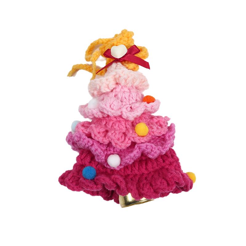 

Knitted Christmas Tree With Jingle Bell Plush Christmas Hanging Pendant Wool Crochet Christmas Trees For Christmas Party Decor 1PC