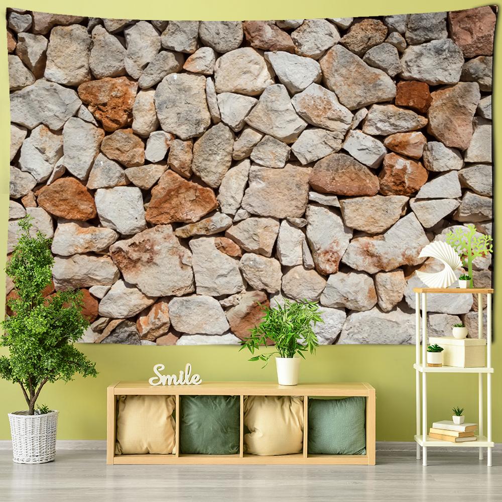 Nordic Marble Tapestry Simulate Floor Ceramic Tile Printing Decor Home Farmhouse Wall Decoration Multicolor Stone Brick Blanket