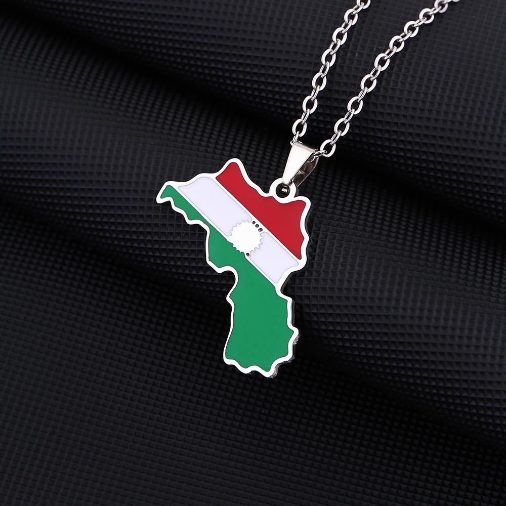 Kurdistan Pendant Necklace: Vintage Drip Oil Design, Stainless Steel for Men and Women
