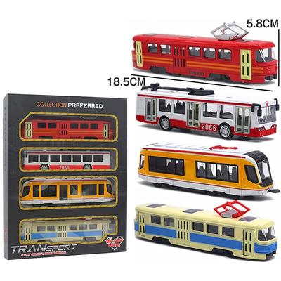 4ks Hračky do aut, Modely autobusových vláčků, Hračky do aut, Auto setrvačností, Otevírání dveří, Hračky do autobusu, Hračky na vzdělávání, Dekorace na plochu pro děti 4-6 let