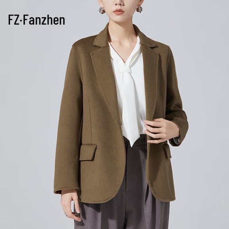 

Fanzhen Women s 100% Wool Blazer Collar Winter Coat XL