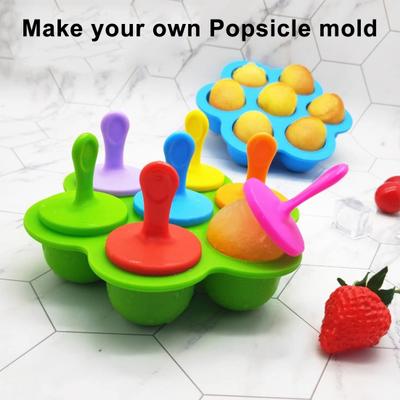Yousheng Silicone Ice Cream Mold 7 Holes Easy Release Clean Multifunctional DIY Popsicle Molds BPA Free Food-Grade Popsicle Making Kit