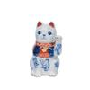Yakushigama Maneki-neko (Beckoning Cat) Sometsuke (Blue and White) Good Luck 3.5-inch (Left Hand Rai