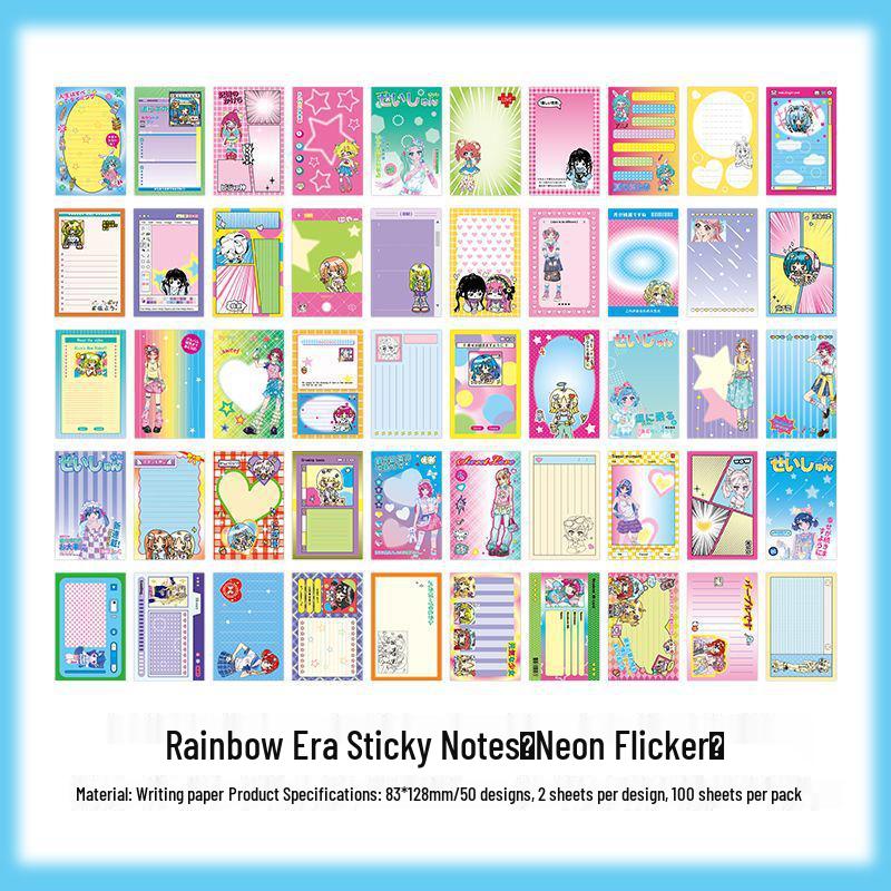 Infeel.Me Retro Rainbow Illustration Tearable Sticky Note Pad