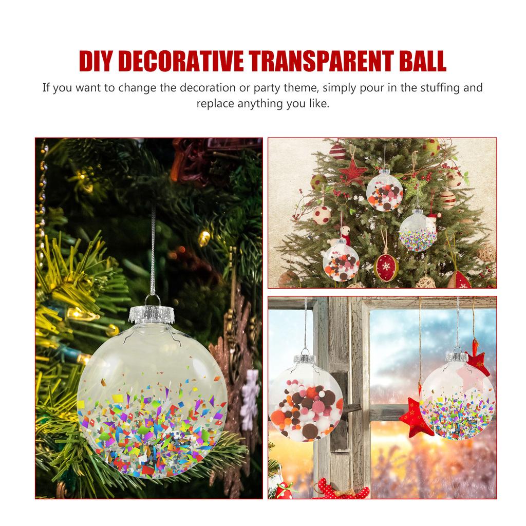 6 peças de bolas planas de natal, ideias de decoração, enfeites, decorações penduradas, preenchíveis para animais de estimação, enfeites transparentes de plástico