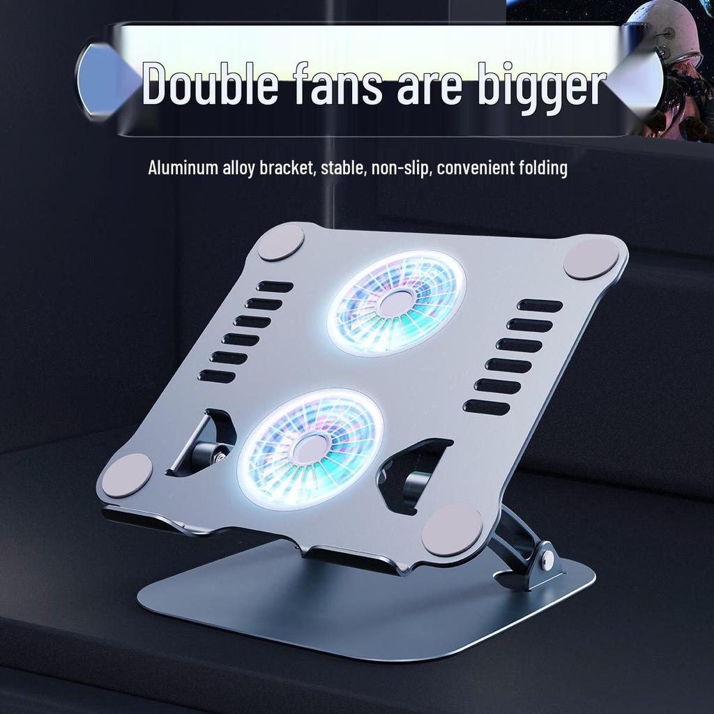 Aluminum Laptop Riser with Dual Fan Cooling