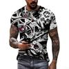 Summer Round Neck 3D Steampunk Gear Print Top Fashionable Casual Short Sleeved Men's T-shirts