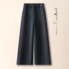 2026 Spring/Fall Women's High-Waisted Wool Wide-Leg Cropped Pants Nine-Tenths Length