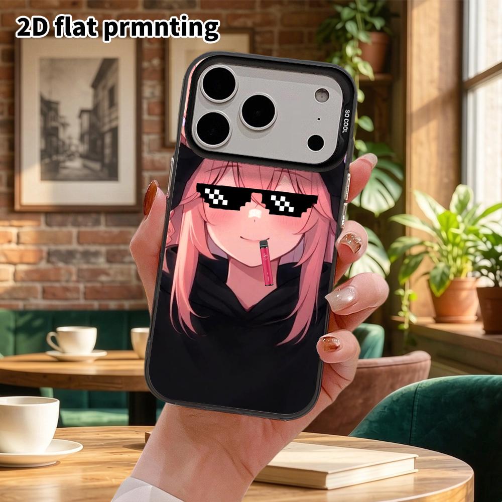 Phone case: 2D flat, suitable for iPhone 18 17 16 15 14 13 12 Pro, anime girl, perfect Christmas and Halloween holiday gift