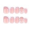 24 Pcs Glittering Press On Nail French Tips False Nail Leaf Full Cover Stick On Nail Short Square Acrylic Nail