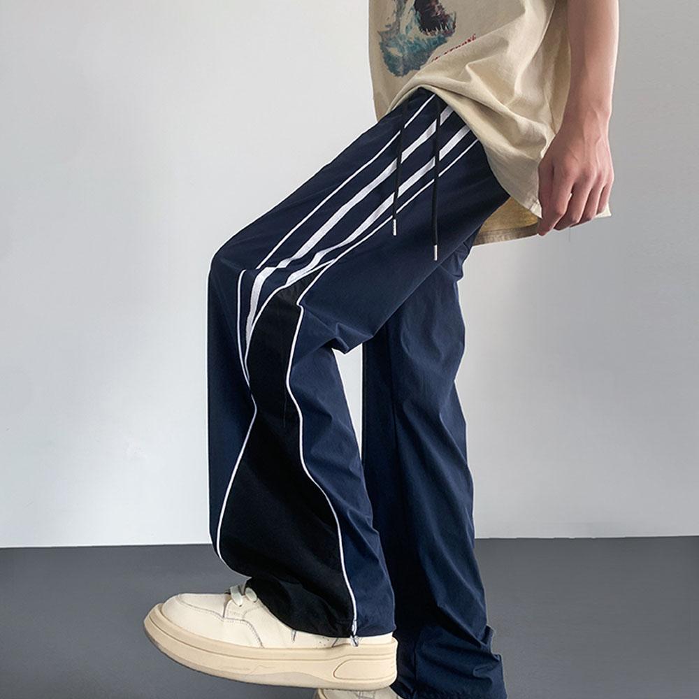 パンツ baggy stripe slacks navy normcore Women's Y2K Cottagecore Pants Vintage Striped Wide Leg