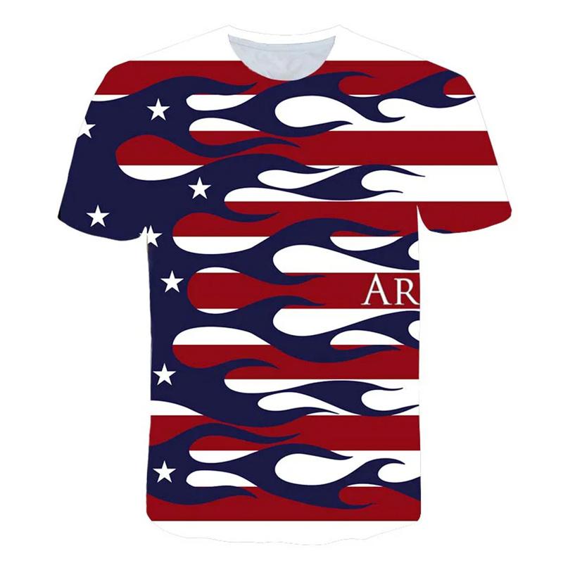 USA Flag T-Shirt Men Women Stripes and Stars Pattern 3D Printed T Shirts Eagle American Flag Men s T-Shirts Summer Tops Tees XXS