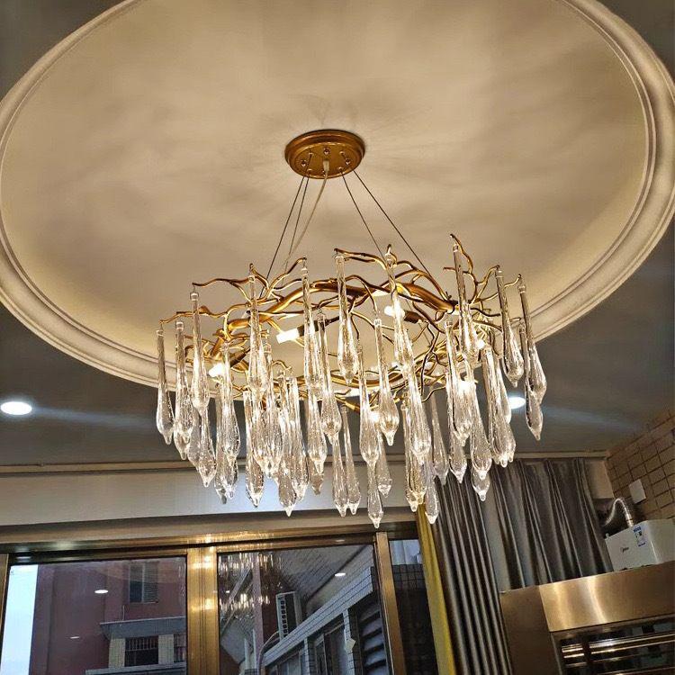 Postmodern Light Luxury Glass Branch Chandelier for Living Room, Bedroom, or Restaurant