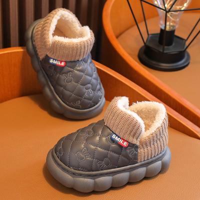 Kinderschoenen van katoen voor de winter, warm, plus fluweel, verdikt PU-leer, waterdicht, zachte onderkant, antislip, cartoon konijntje, jongens- en meisjesschoenen voor baby's van 22-35