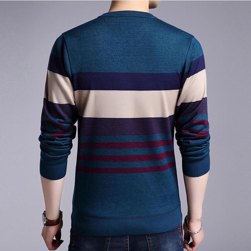 Men's Thermal Knitted Sweater - Plus Velvet, Round Neck, Thick Autumn/Winter Wear