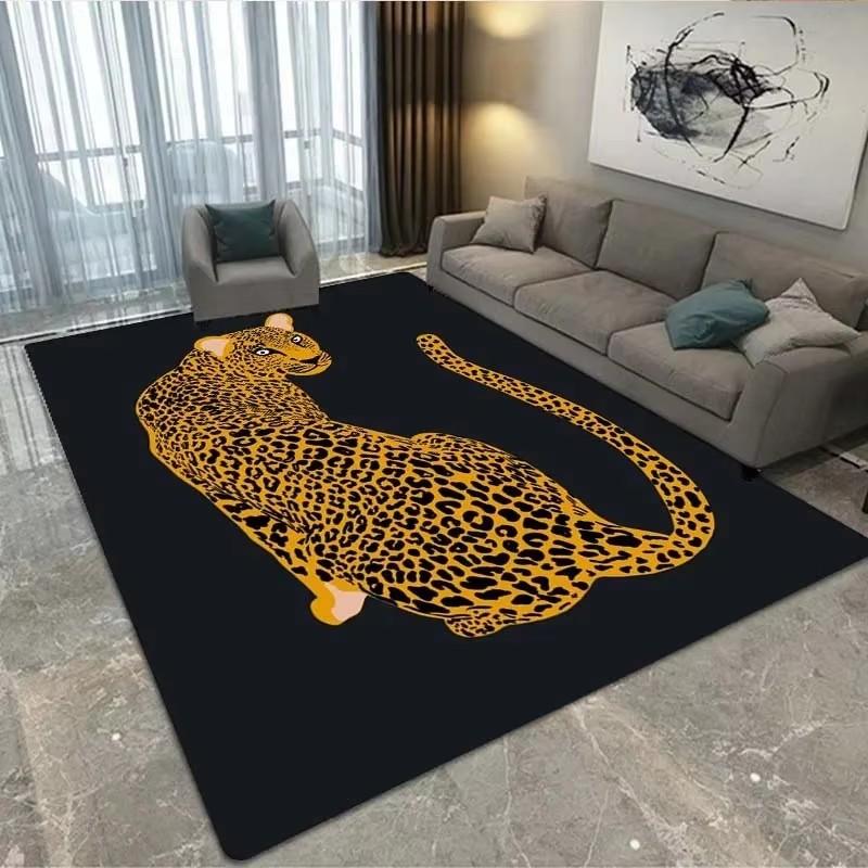 Leoparden-Blumenmuster Teppich Groß Waschbarer Bodenläufer für Wohnzimmer Schlafzimmer Arbeitszimmer Spielzimmer Fußmatte Heimdekoration Teppich