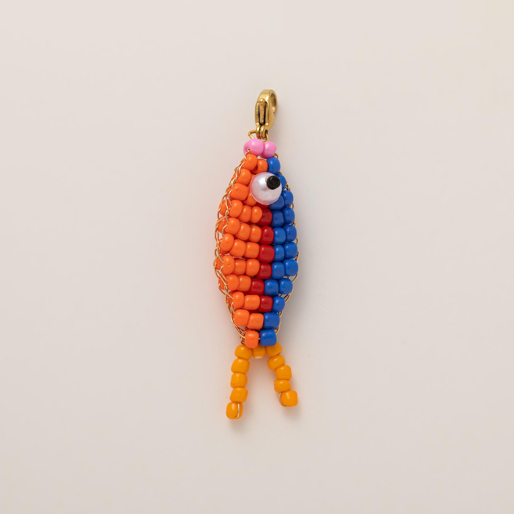 Hot selling colorful bead fish pendant keychain DIY dopamine color accessories cartoon charm pendant