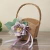 Handlicher Aufbewahrungskorb Leinen Blumenkorb mit Griffen Handgeflochtene Körbe Vielseitige Dekorationen Handgemachtes Geschenk
