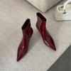 2025 new pointed stiletto patent leather rear zipper fashion Martin Chelsea Skinny Martin women's shoes