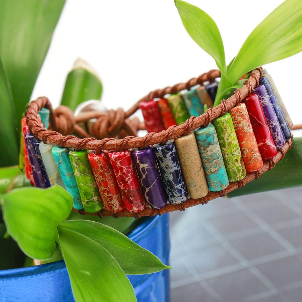 Seven-Color Imperial Stone Chakra Bracelet: Handmade, European & American Style