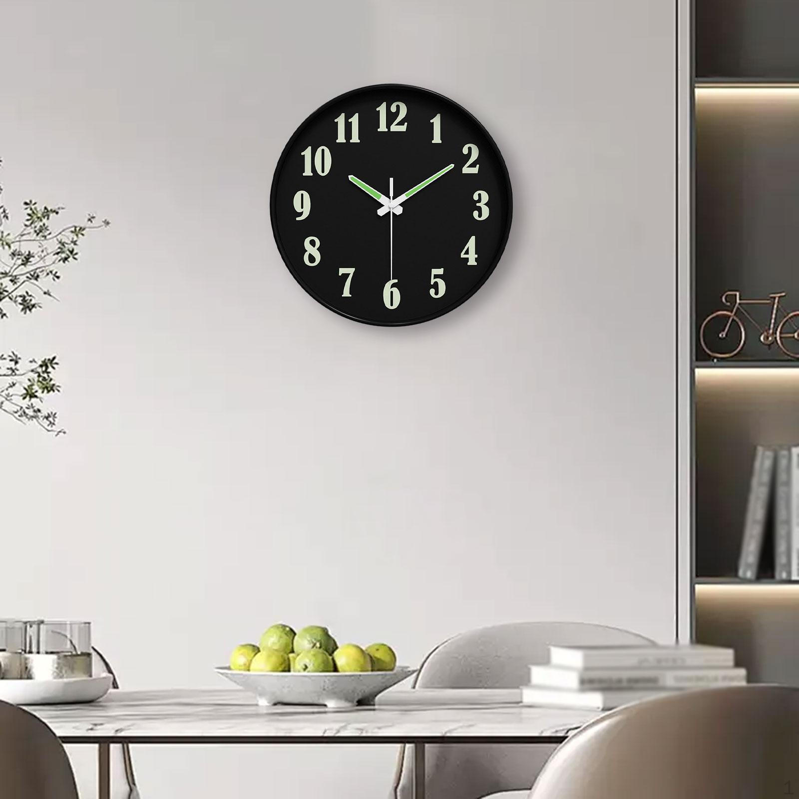 

Glow in The Dark Clock Decorative Hanging Timepiece 30cm Night Light Wall Luminous Numbers for Style F