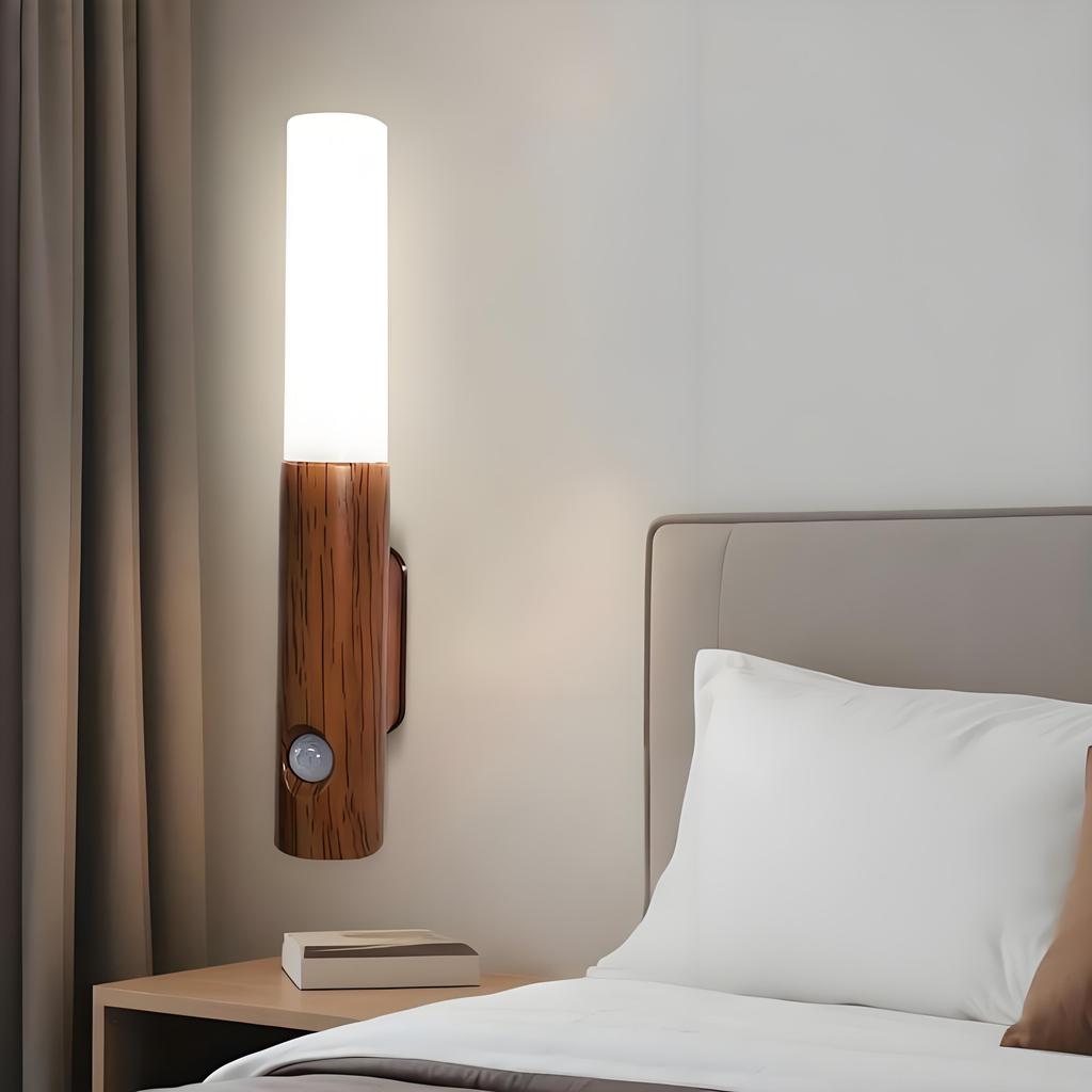 Rechargeable LED Night Light with Human Body Induction and Magnetic Wooden Finish for Wall-Mounted Use In Corridors and Cabinets