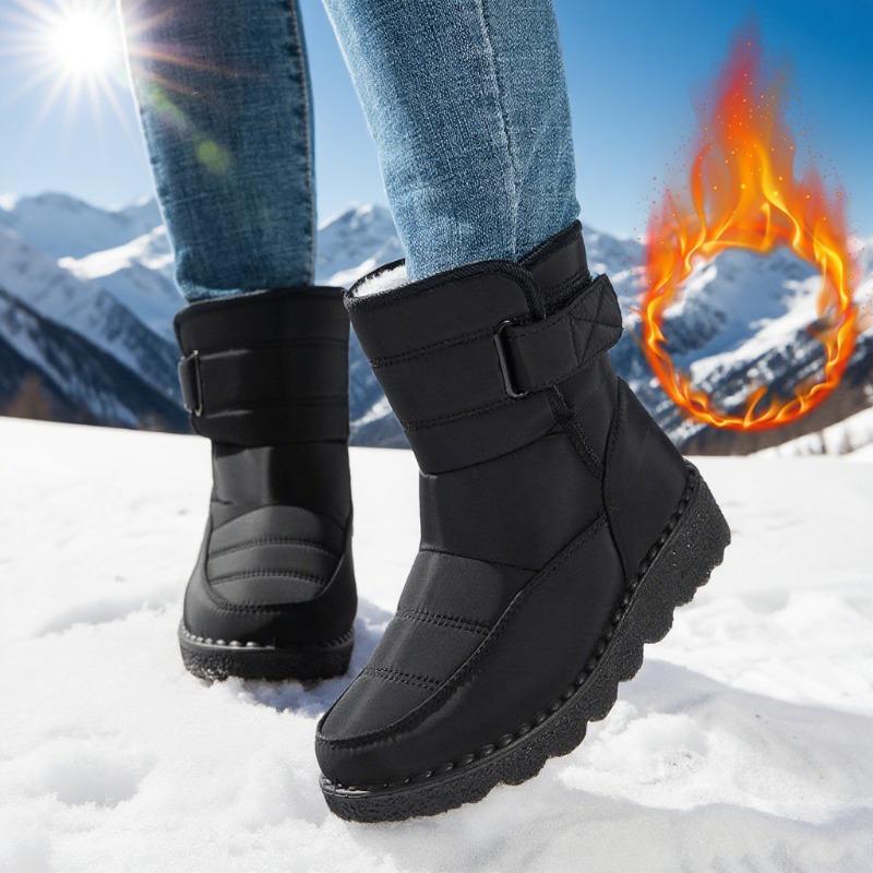 Schneestiefel Damen Übergröße Winter Neu Samt Thermische Baumwollstiefel Mittel und Langschaftstiefel Schneestiefel PU Rutschfeste Sohle