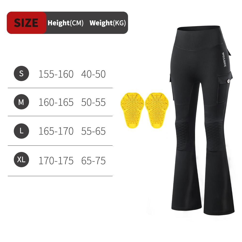 WOSAWE Women Motorcycle Pants High Waist Stretch Motocross Riding Tights with Removable Knee Pads Fitness Flared Leg Pant