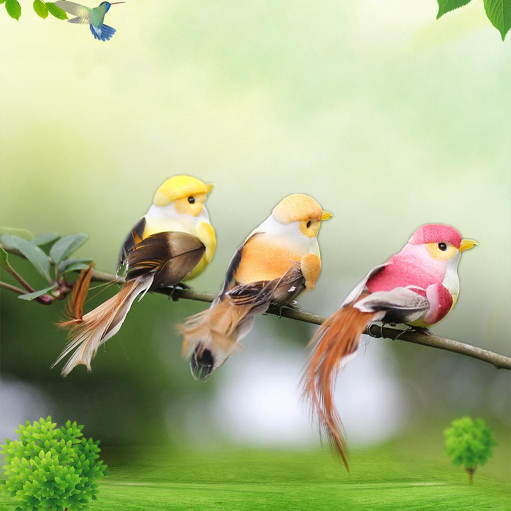 12pcs Artificial Foam Bird Ornaments Decorative Feathered Birds for Xmas Tree Festival Decor 6 Colors