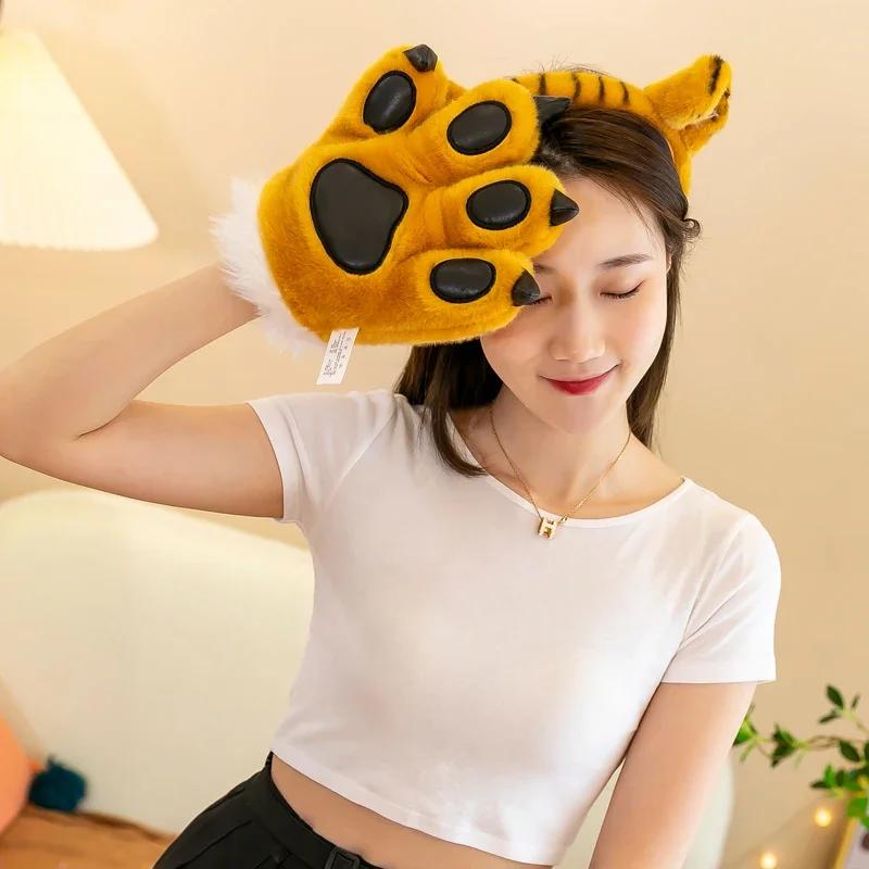 Tiger Beautiful Appendage Claws Giraffe Plushie Figure White Tiger Hair Band Gloves Show Props Gloves Level Zoo Present