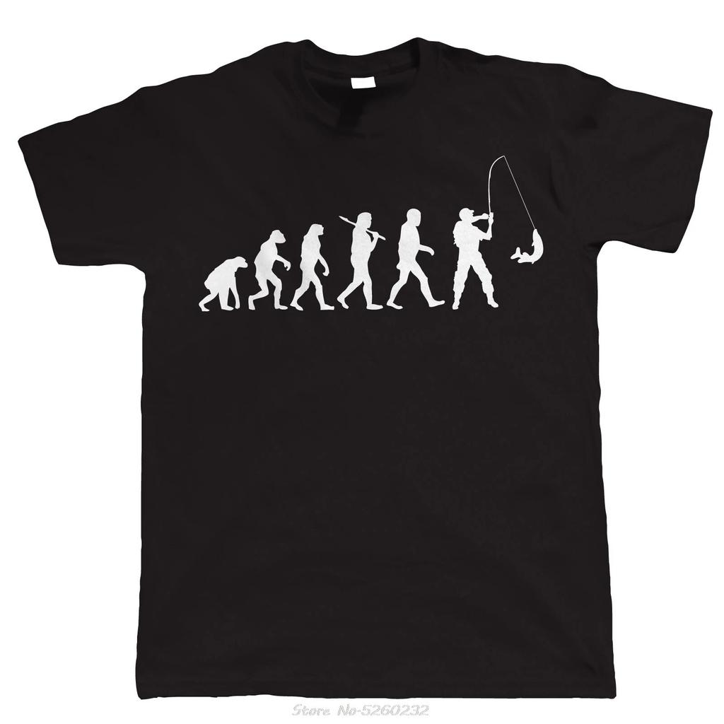 Evolution  Fishinger, Funny Unisexs T Shirt - Birthday Gift  Dad Unisex Short Sleeve O-neck Cotton T Shirt Streetwear Tees Tops