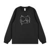 Niche Trend Hand-Painted Cat Print Long Sleeve T-Shirt - Korean Style Autumn/Winter