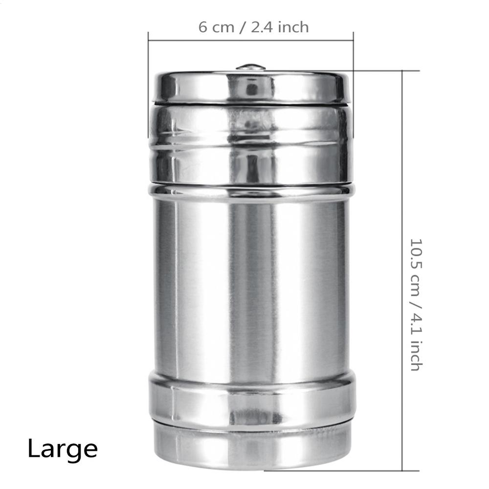 Stainless Steel Seasoning Jar Salt Sugar Shaker With Rotating Cover Condiment Spices Pepper Powder Bottle Container Kitchen Tool