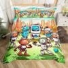 Boys Cartoon Robot Rocket Duvet Cover King Queen Size,Kids Spaceship Bedding Set Starry Galaxy Universe Planet Quilt Cover