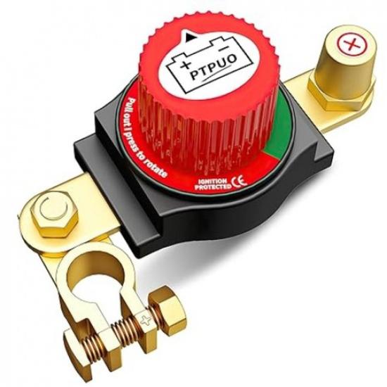 Battery Disconnect Switch, 12V-48V Battery Cut/Shut Positive top post(17-19mm)