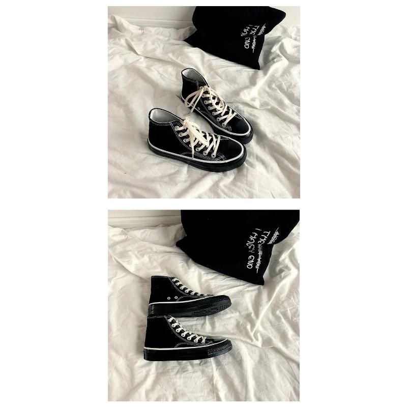 Pantofi Clasici Negri Solizi din Pânză Primăvară Înalți Outdoor Casual Adidași Confortabili Respirabili Încălțăminte