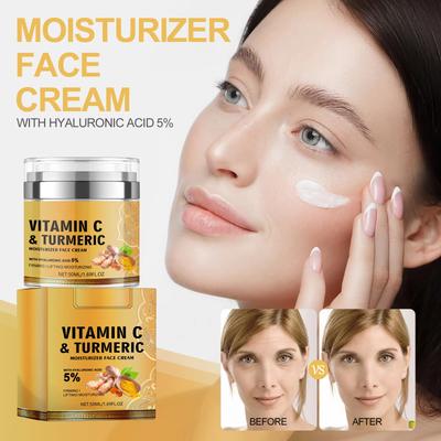 Vitamin C &Turmeric Moisturizer Face Cream Fade Dark Spot Wrinkle Brightening Skin Firming Tighten Lighten Dullness Face Cream