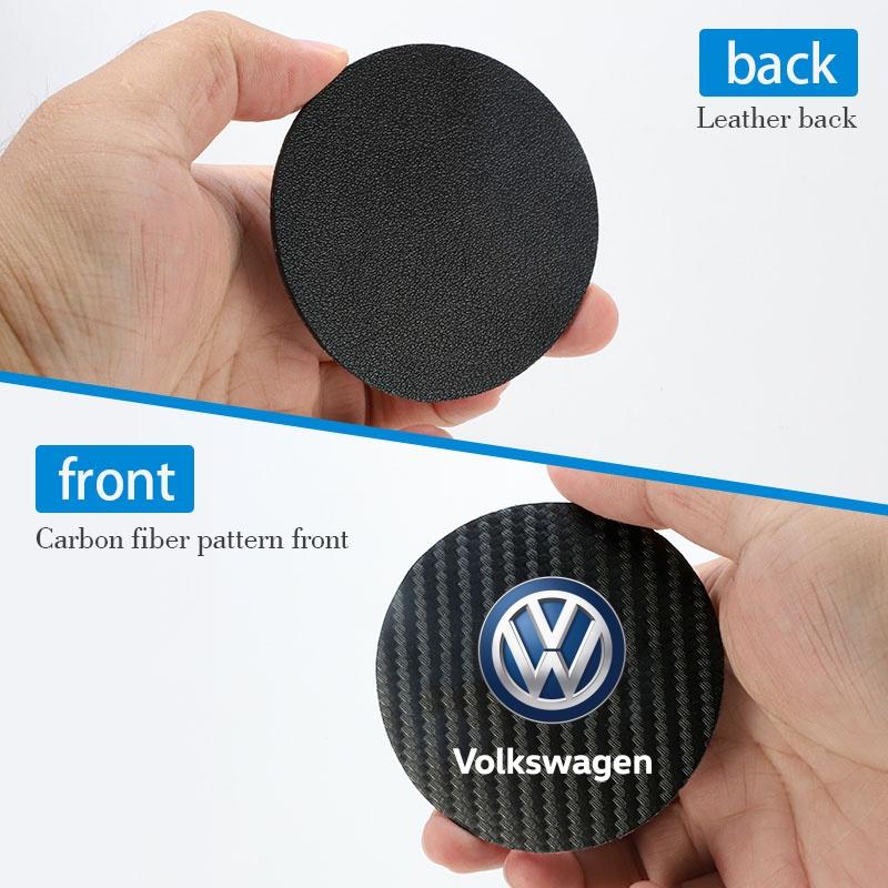 For VOLKSWAGEN VW 2PCS Car Waterproof Coaster Non Slip Water Cup Pad Mat For Volkswagen GOLF 5 Tiguan Polo Golf 6 Golf 7 Jetta A