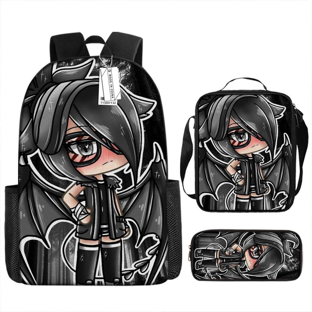 Classic Popular Funny Novelty Gacha 3D Printed 3pcs/Set Pupil School Bags Laptop Daypack Backpack Lunch Bag Pencil Case