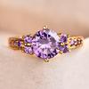 Vintage Female Purple Crystal Stone Charm Gold Color Thin Wedding Jewelry For Women Luxury Round Zircon Engagement Ring