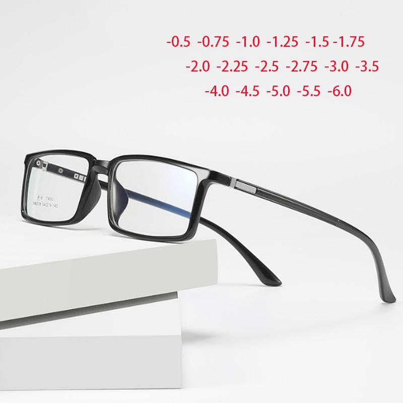 TR90 Anti-blue Light Square Prescription Eyeglasses for Women Men Myopia Lens Optical Spectacle 0 to -6 0