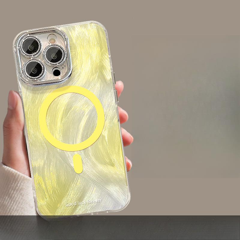 

Чехол для мобильного телефона Smudge Pear Bracket, подходит для Apple 16, магнитный, из пряжи, 13 тонких отверстий, противоударный, 15 нишевый, 14 защитный чехол iPhone 11 Pro Max